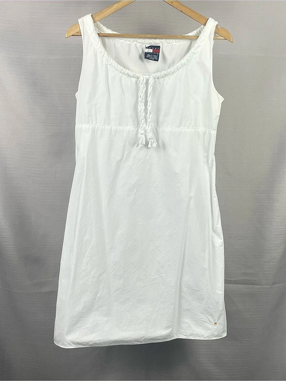 Tommy Hilfiger White Cotton Sleeveless Dress Drawstring Neck Sz 6